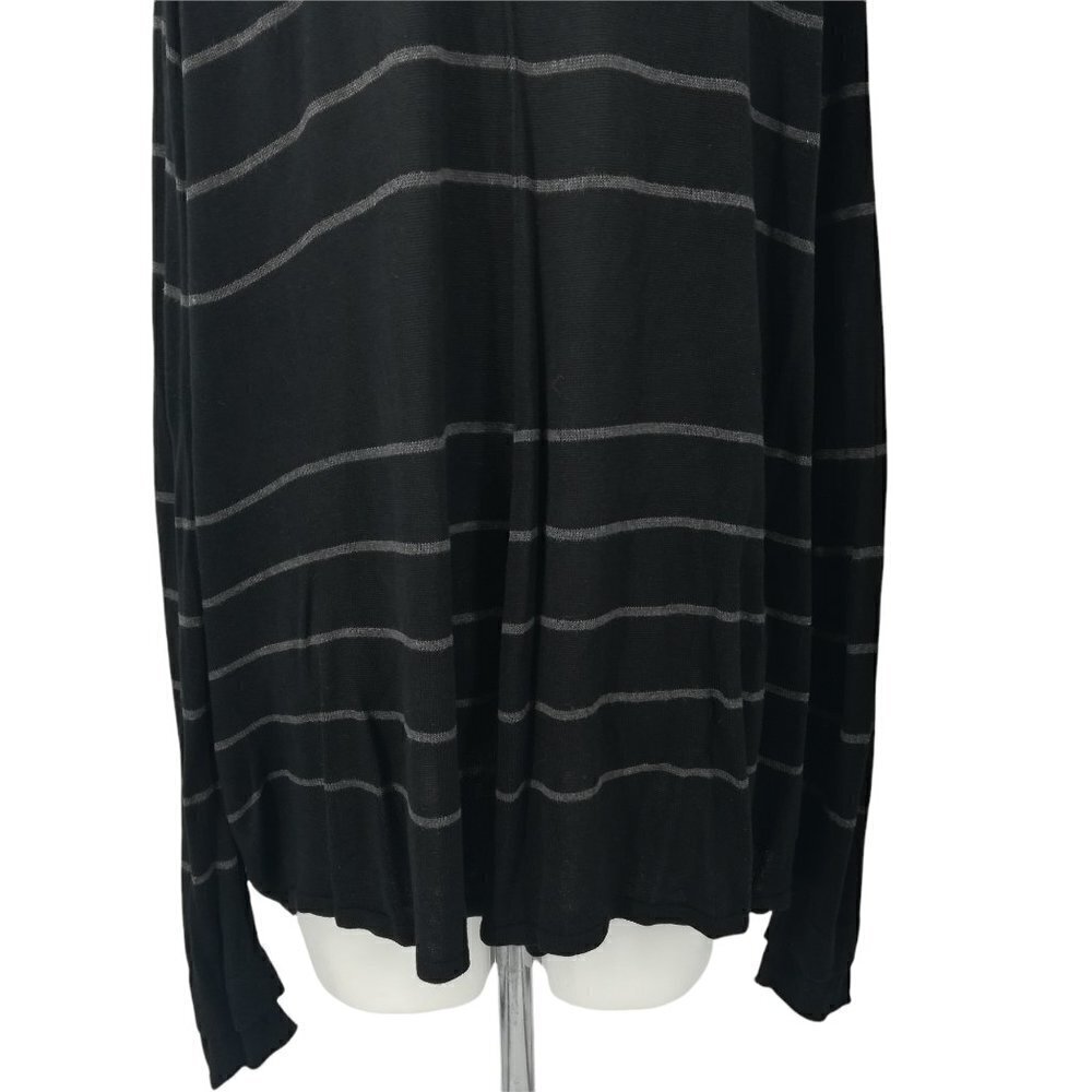 Coco and Carmen Twist Front Striped Sweater Size S/M Black Gray Long Sleeve - Picture 11 of 12
